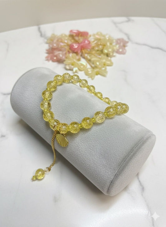 Crackled Glass Beads Bracelet with Charm - 6