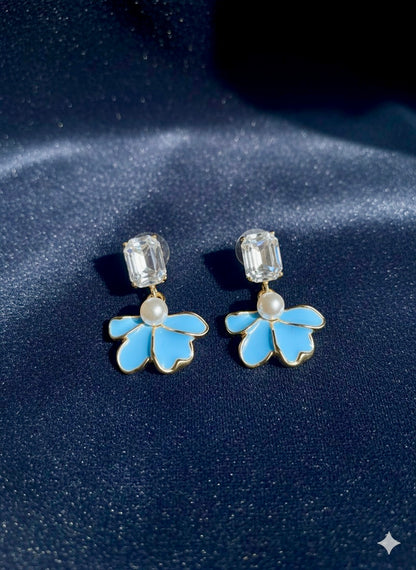 Blue Blossom Crystal Pearl Drops