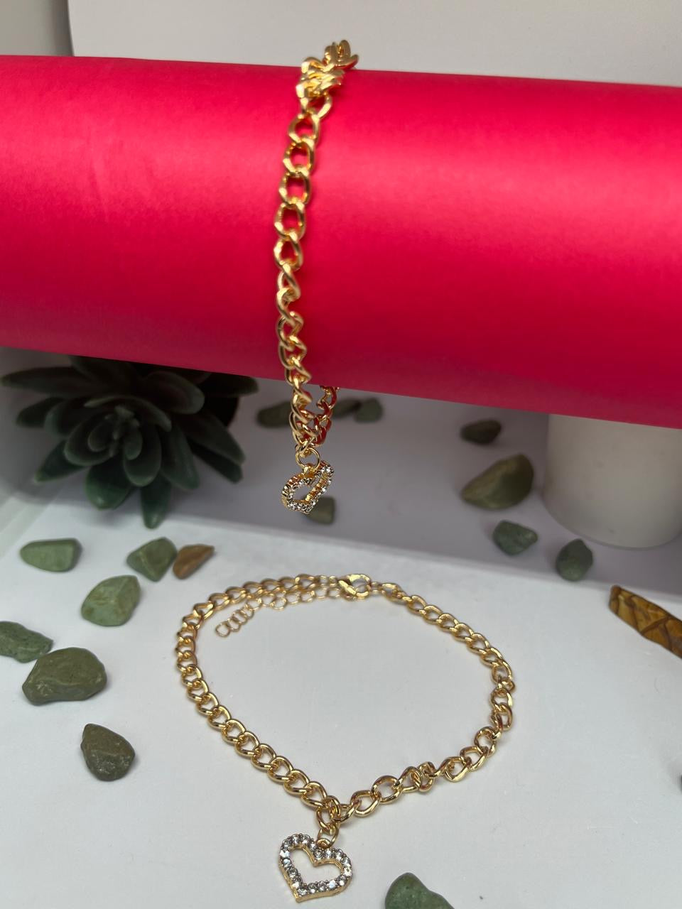 Lovely Heart Gold Plated Bracelet