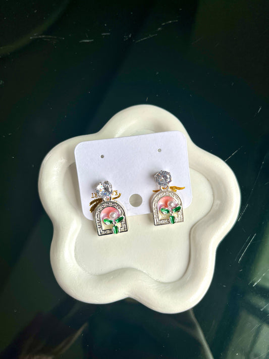 Blooming Pink Arch Earrings
