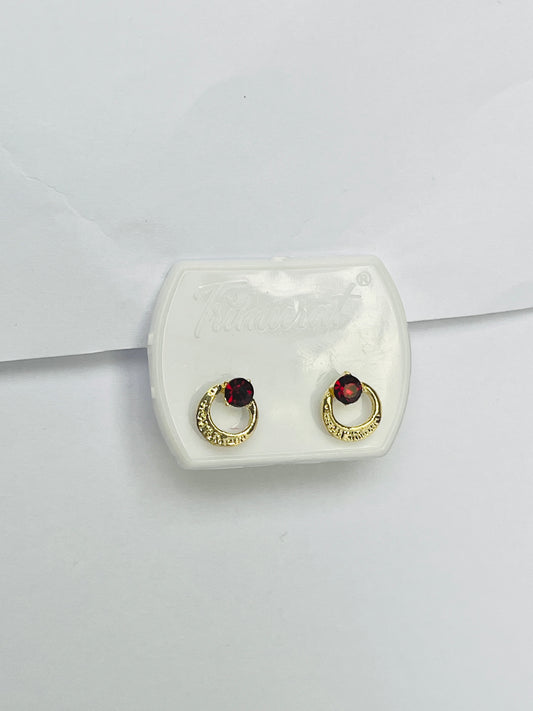 Brown Stone Gold Stud Earrings