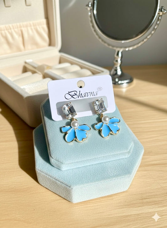 Blue Blossom Crystal Pearl Drops