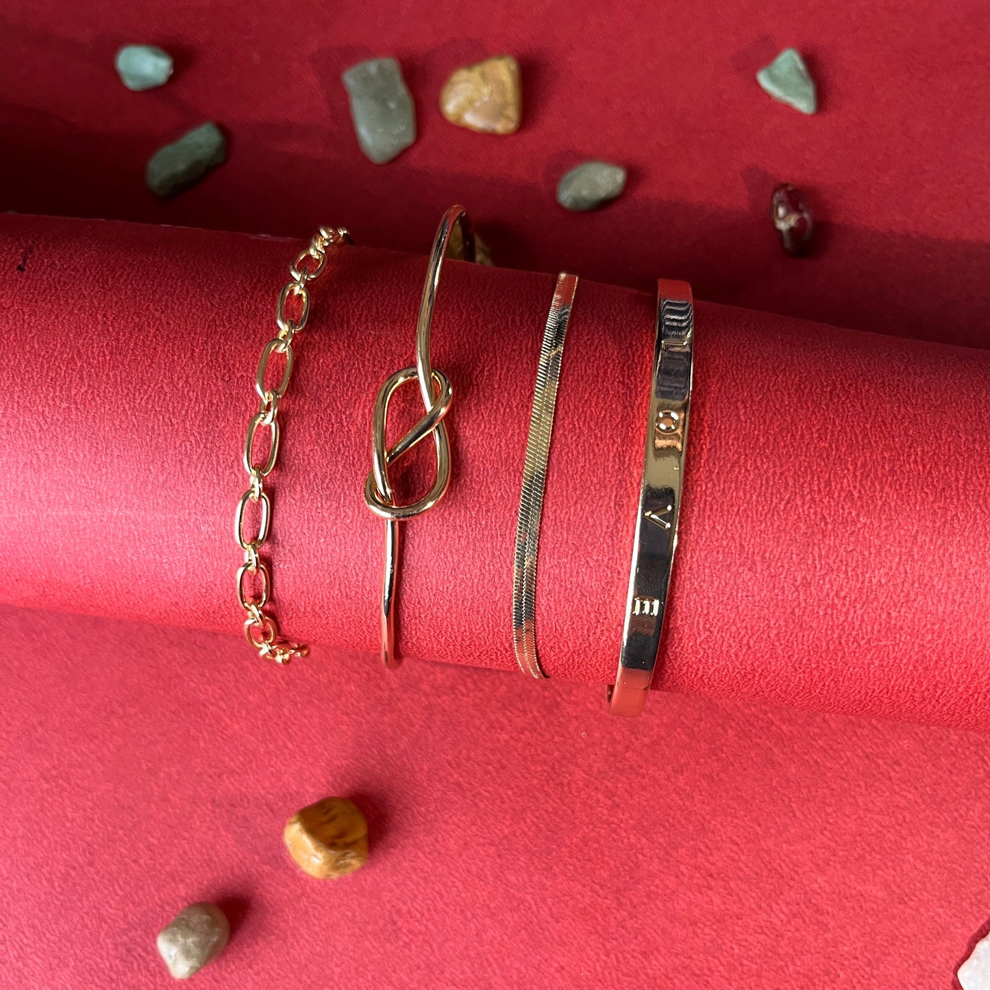 4PCS Non-Tarnish gold bracelets .