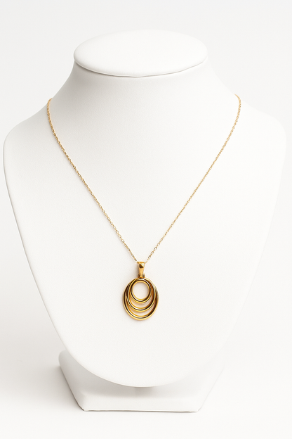 Triple Circle Gold Necklace - Antitarnish
