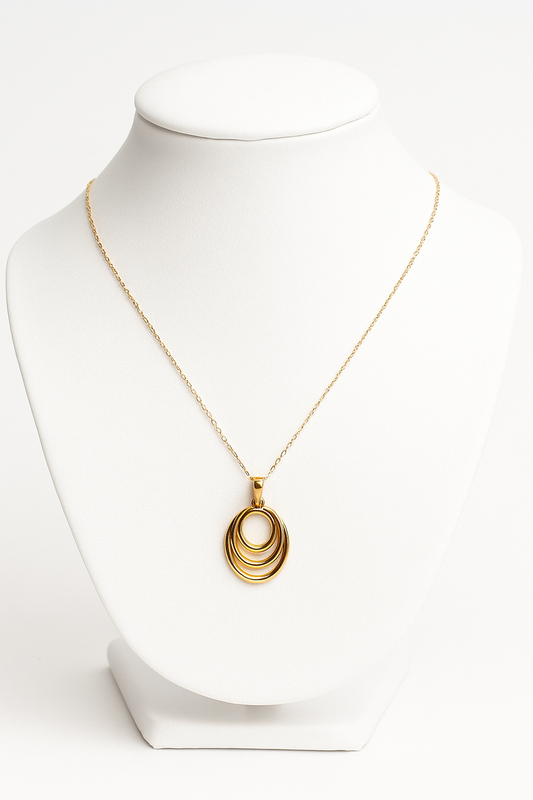 Triple Circle Gold Necklace - Antitarnish