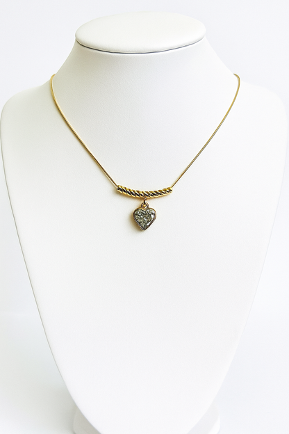 AD Stone Heart Gold Necklace - Antitarnish