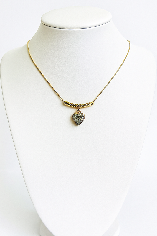 AD Stone Heart Gold Necklace - Antitarnish