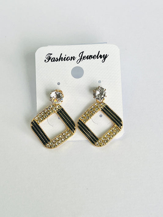 Midnight Square Sparkle Earrings
