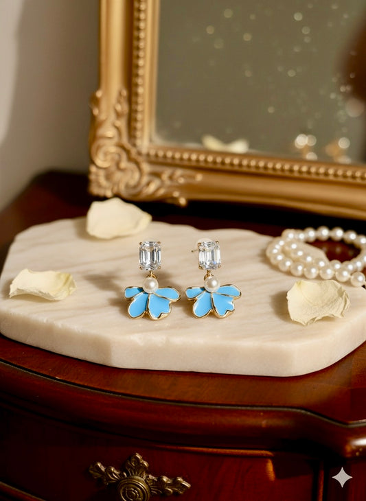 Blue Blossom Crystal Pearl Drops
