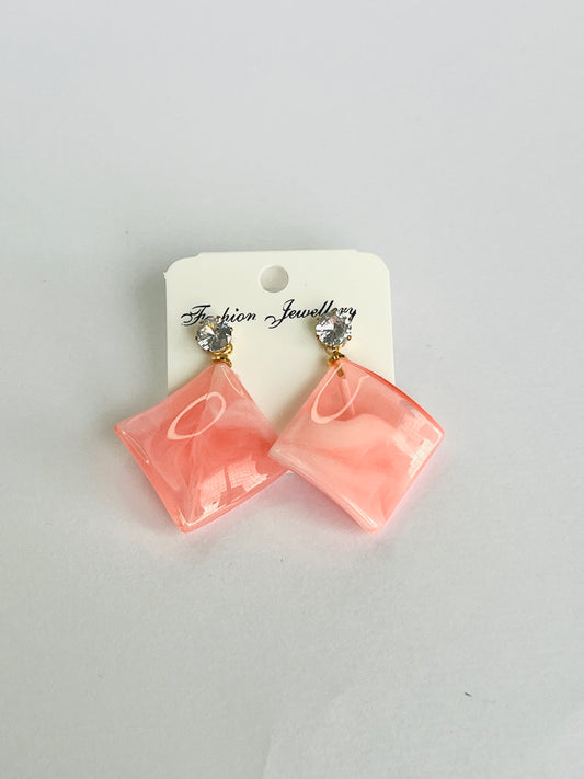 AD Stone Acrylic Light Pink Earrings