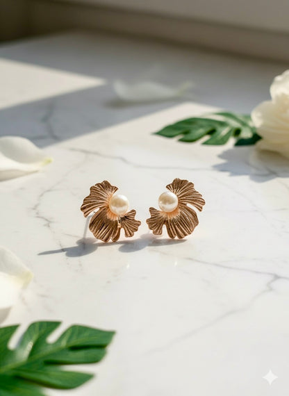 Ocean Bloom Pearl Studs