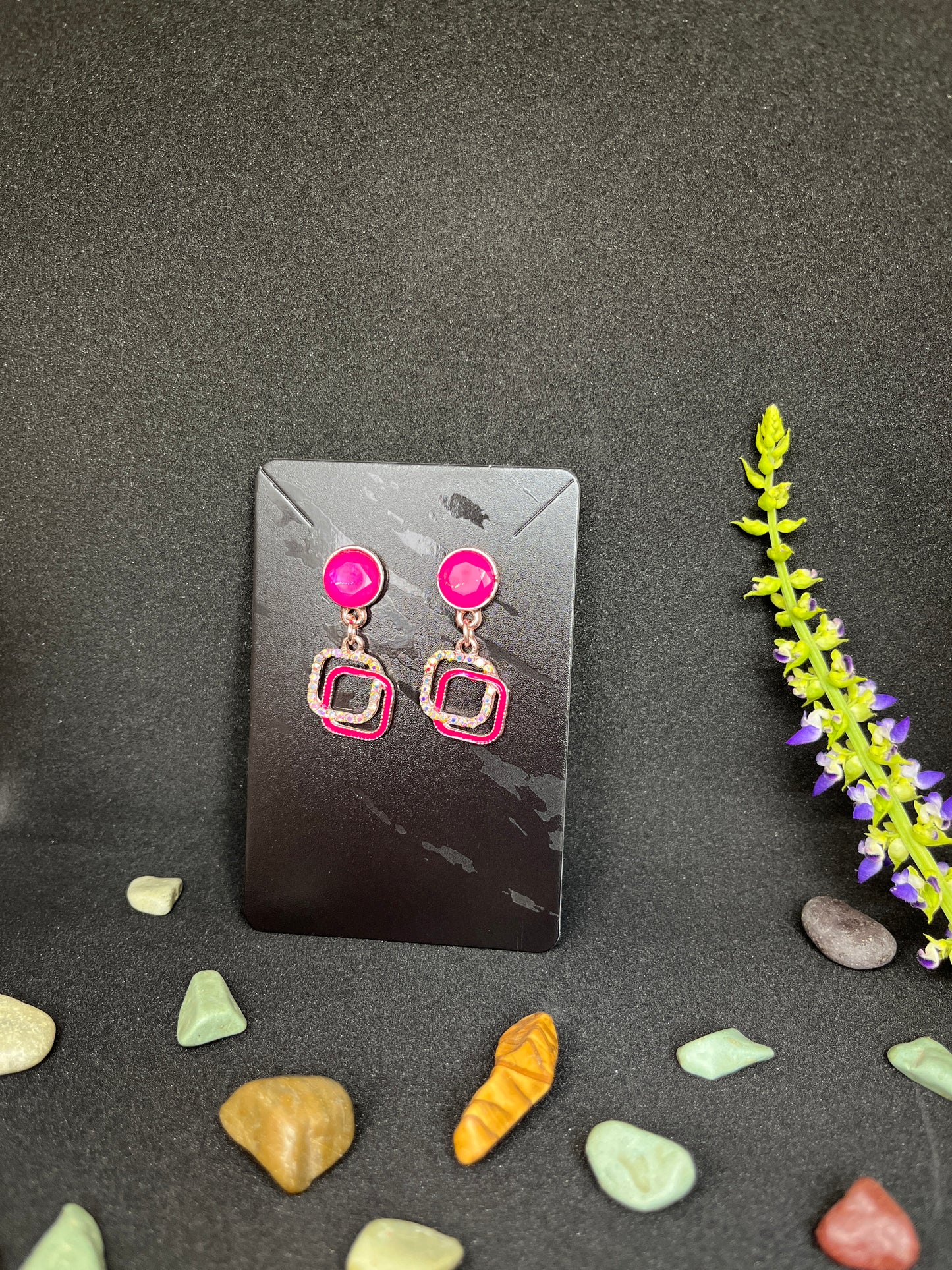 Alloy Designer Geometric Shaped Earrings -Pink-35