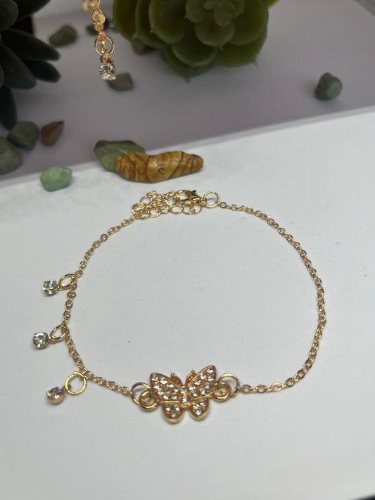 Gold Plated Cute and Trendy Butterfly Bracelet for Women