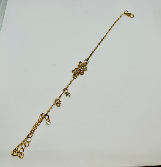 AD Stone Butterfly Gold Bracelet