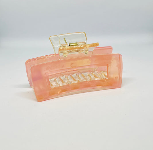 Pink Glossy Rectangle Claw Clip