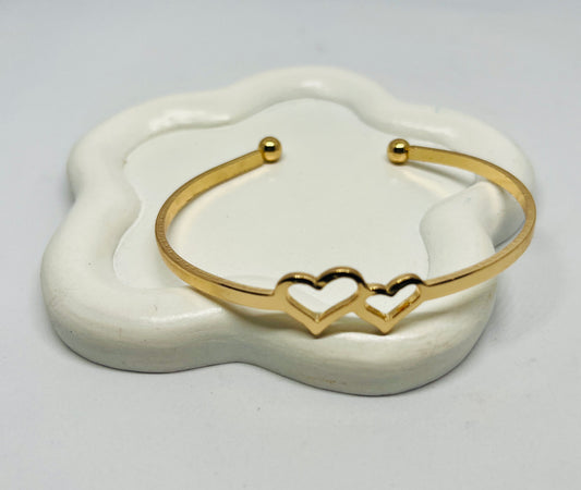 Double Heart Gold Bracelet
