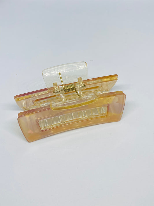 Peach Glossy Rectangle Claw Clip