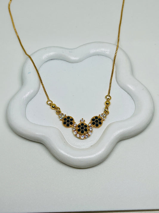 Gold Plated Black Diamonds Necklace