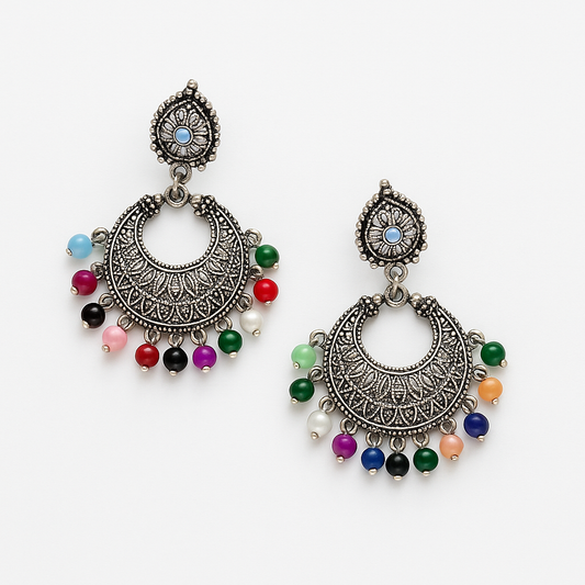 German Silver Beaded Earrings