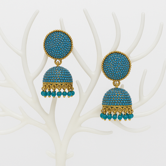 Shoppers Blue Golden Traditional Jhumka