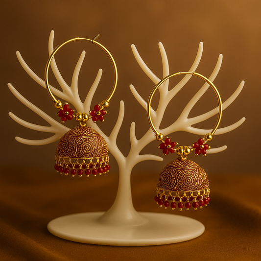 Bridal Red Bali Jhumki