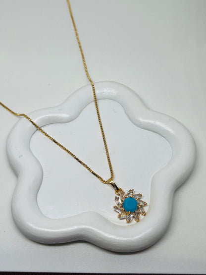 Aquamarine Gold Necklace - Antitarnish