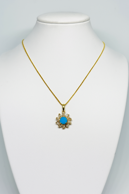 Aquamarine Gold Necklace - Antitarnish