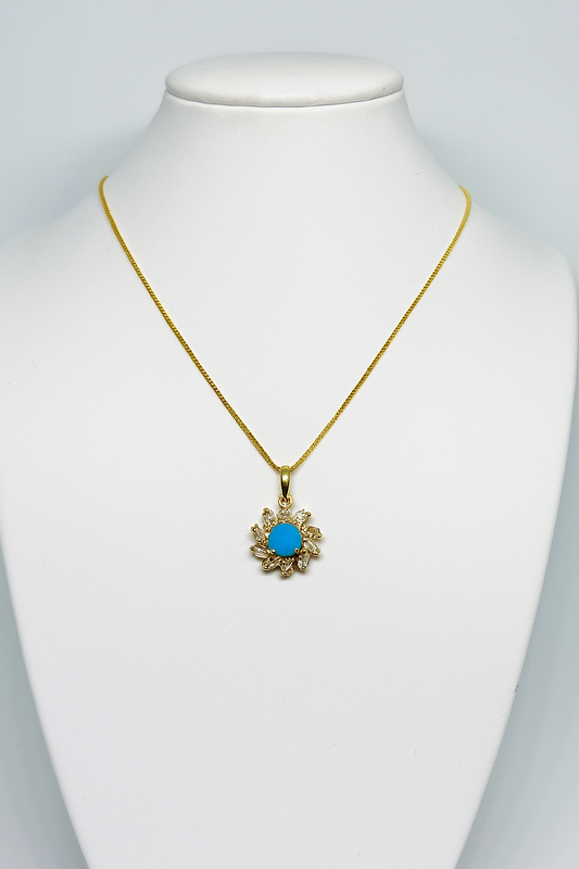 Aquamarine Gold Necklace - Antitarnish