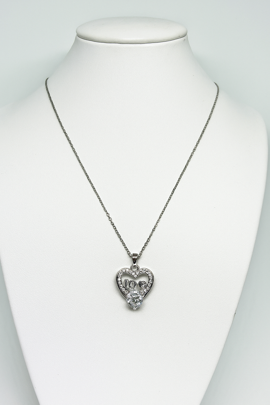 Love in Heart Silver Necklace - Anti tarnish