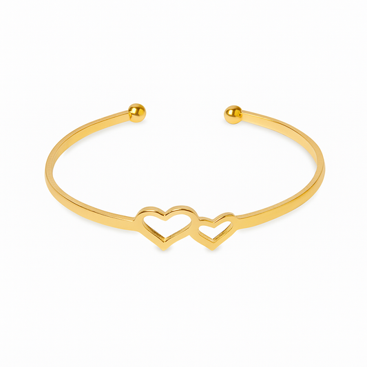 Double Heart Gold Bracelet