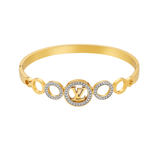 LV American Diamond Gold Bracelet Anti-Tarnish