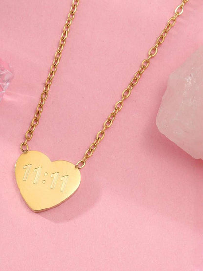 11:11 Heart Necklace - Antitarnish