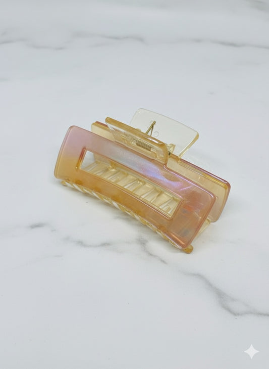 Peach Glossy Rectangle Claw Clip