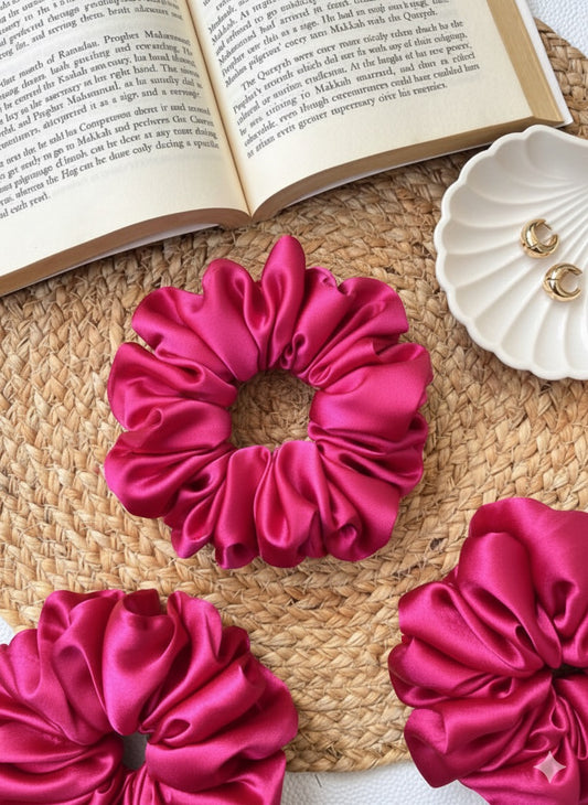 Pink Satin Scrunchie