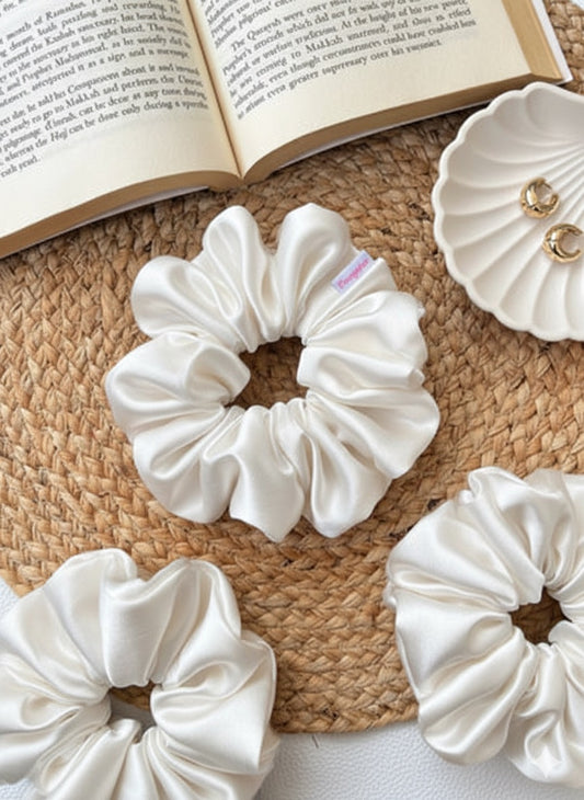 White Satin Scrunchie