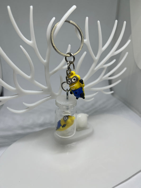 Minion in a bottle keychain