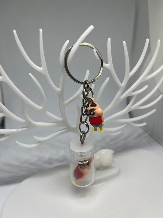Shinchan in a bottle keychain