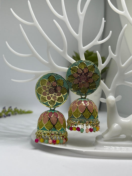 Meenakari Jhumki Earrings