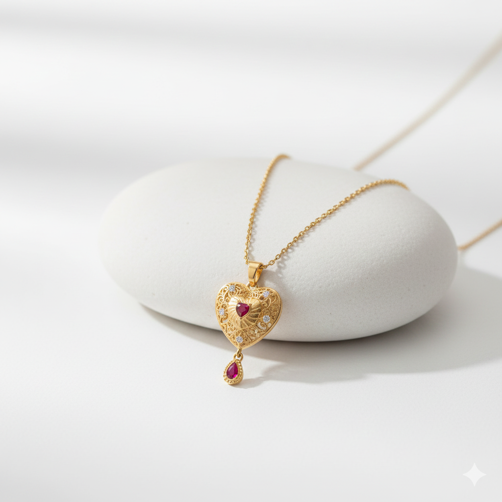 Passion's Ruby Teardrop Necklace