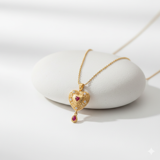Passion's Ruby Teardrop Necklace