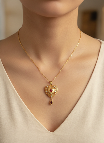 Passion's Ruby Teardrop Necklace