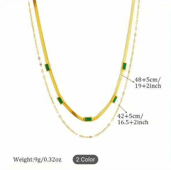 Europeon and American Fashion Retro High End Double Layer Chain With Gemstone