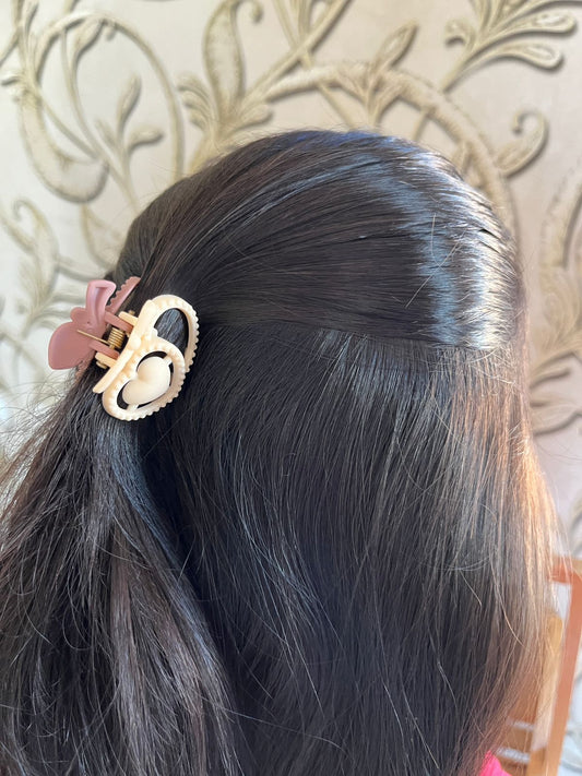 Double Color with Double Heart Hair Clip